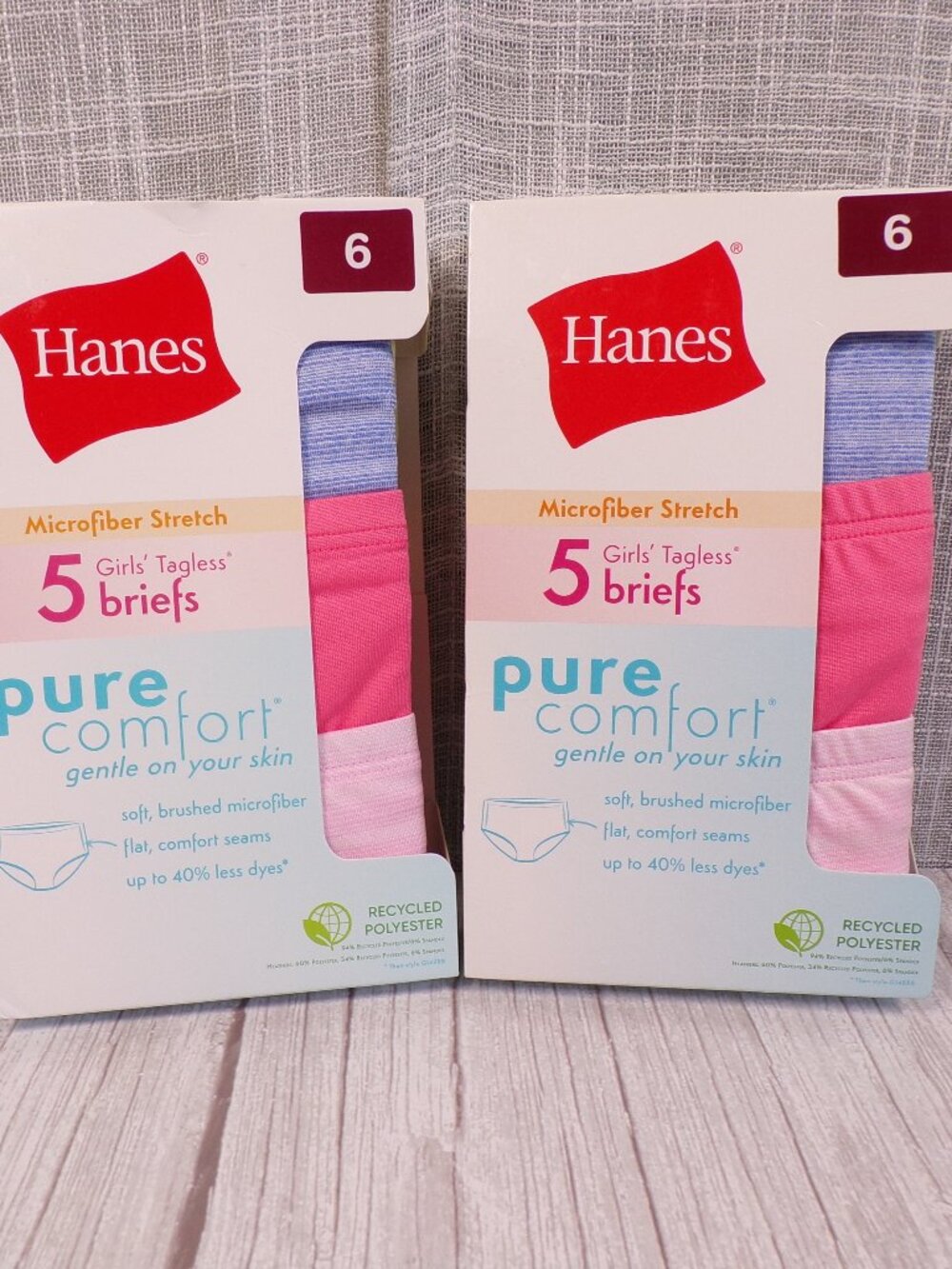 NWT Hanes Girls' Microfiber Stretch Tagless Briefs 10-Pack